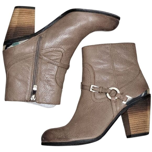 Vince Camuto Gregger Leather Ankle Zip Up Western Boots Preppy Brown/Tan Size 7 - Picture 1 of 17